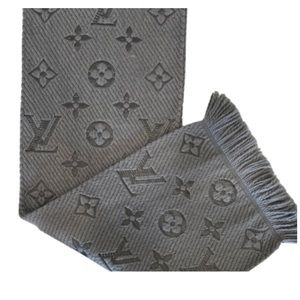 LOUIS VUITTON Wool Logomania Scarf Grey